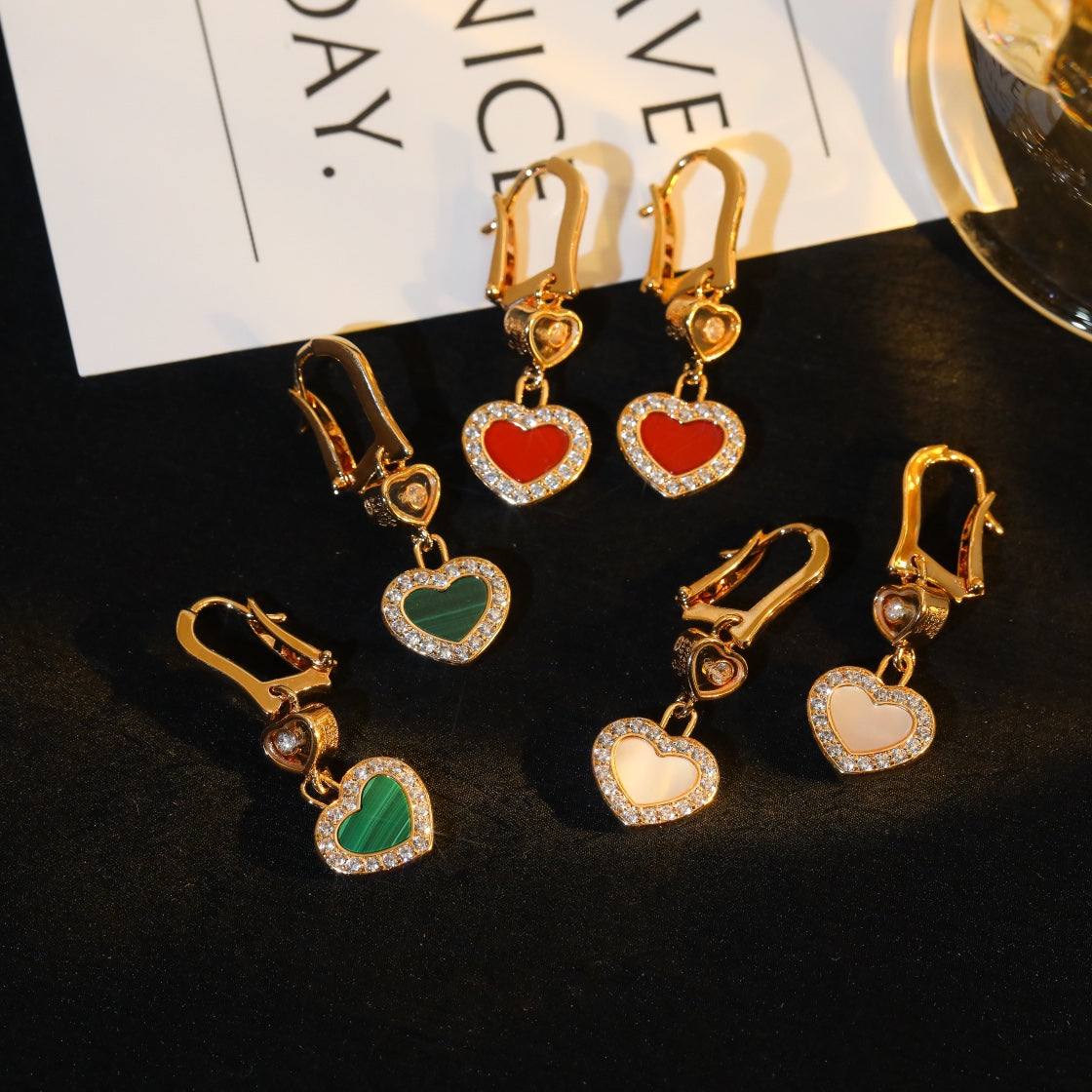 HAPPY HEART DIAMOND PINK GOLD EARRINGS