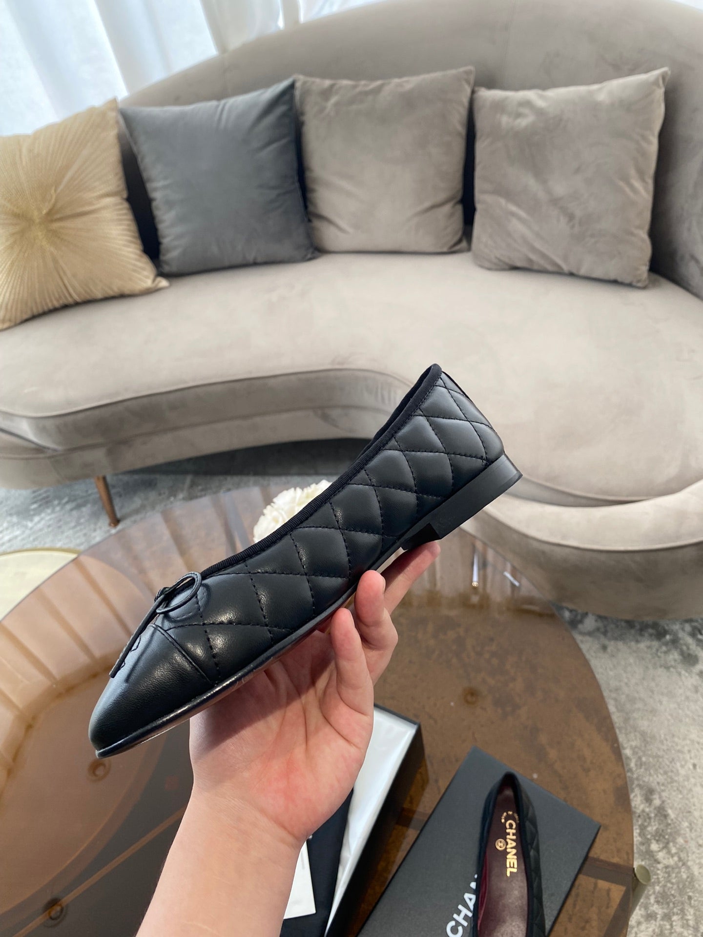ballet flats quilted lambskin