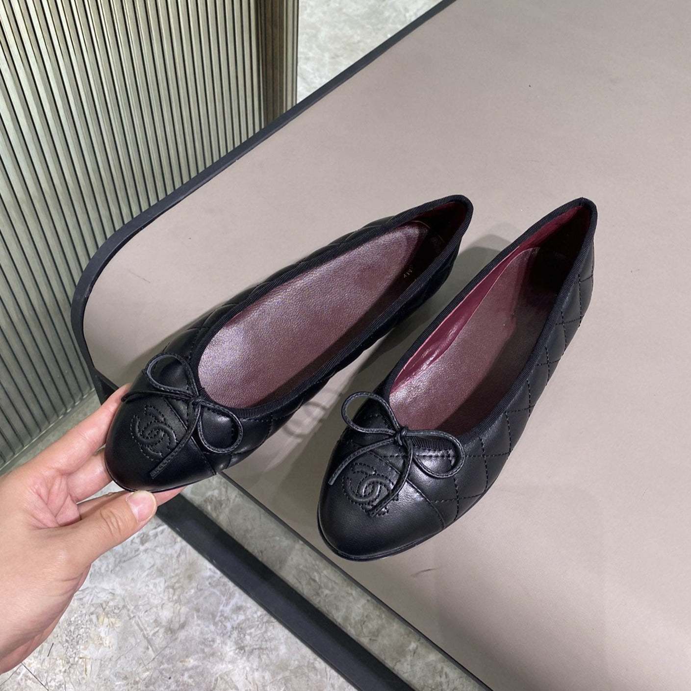 ballet flats quilted lambskin