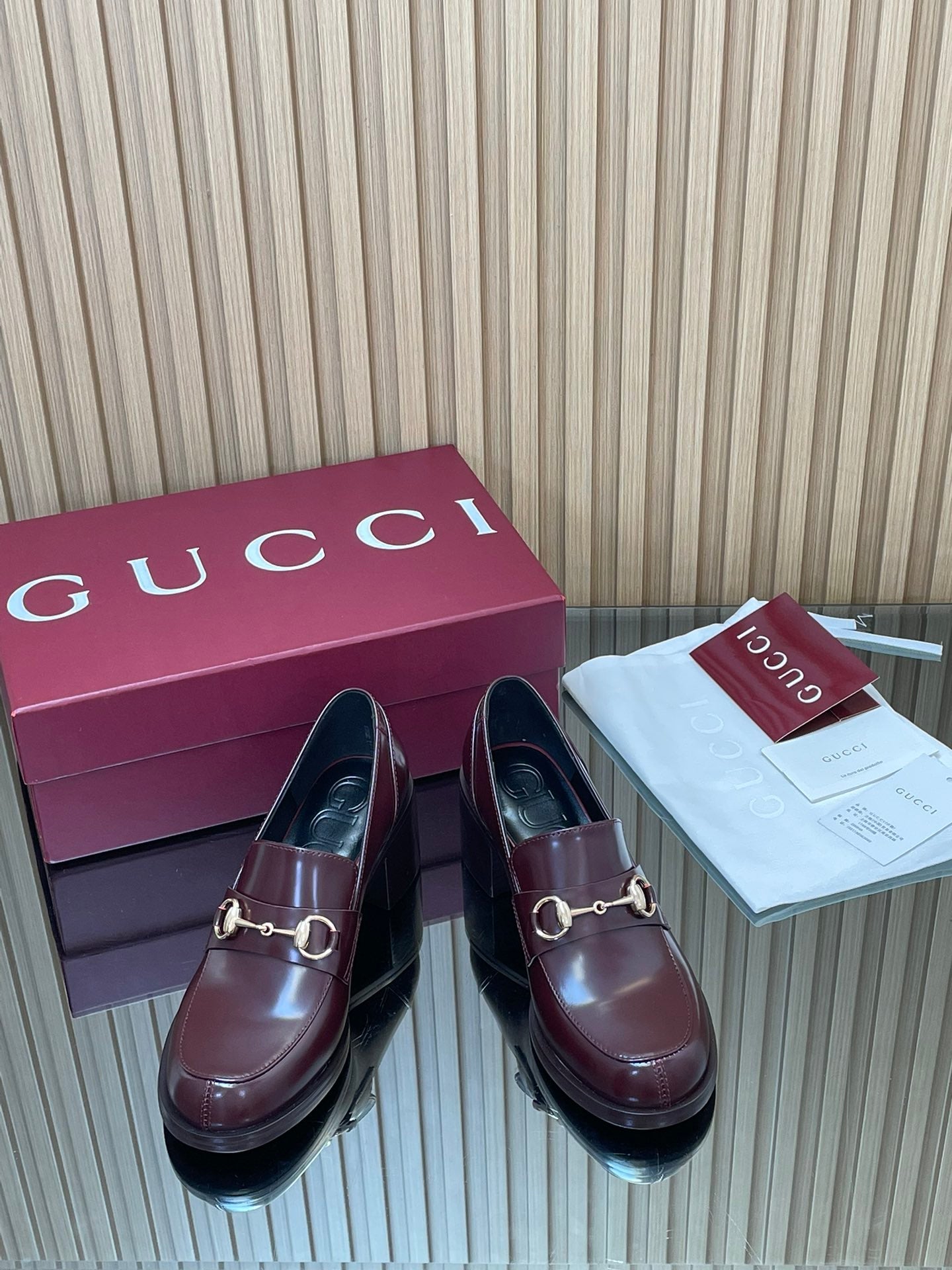 Gucci 2025 Horsebit Heeled Loafer Rosso Ancora Red Cowhide