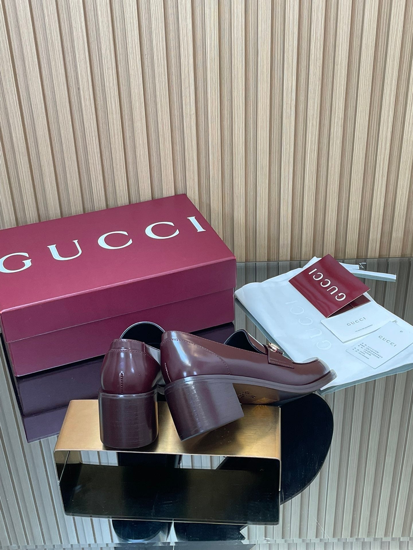 Gucci 2025 Horsebit Heeled Loafer Rosso Ancora Red Cowhide