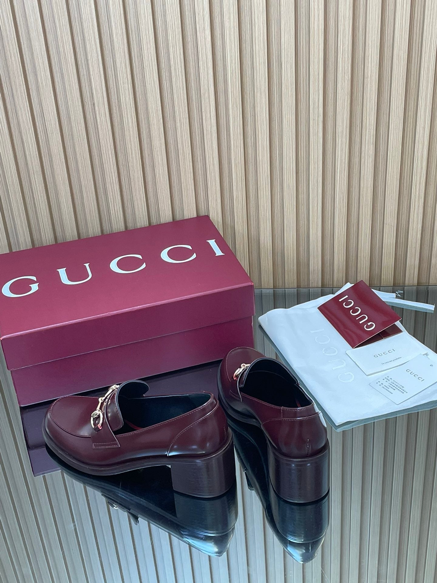 Gucci 2025 Horsebit Heeled Loafer Rosso Ancora Red Cowhide