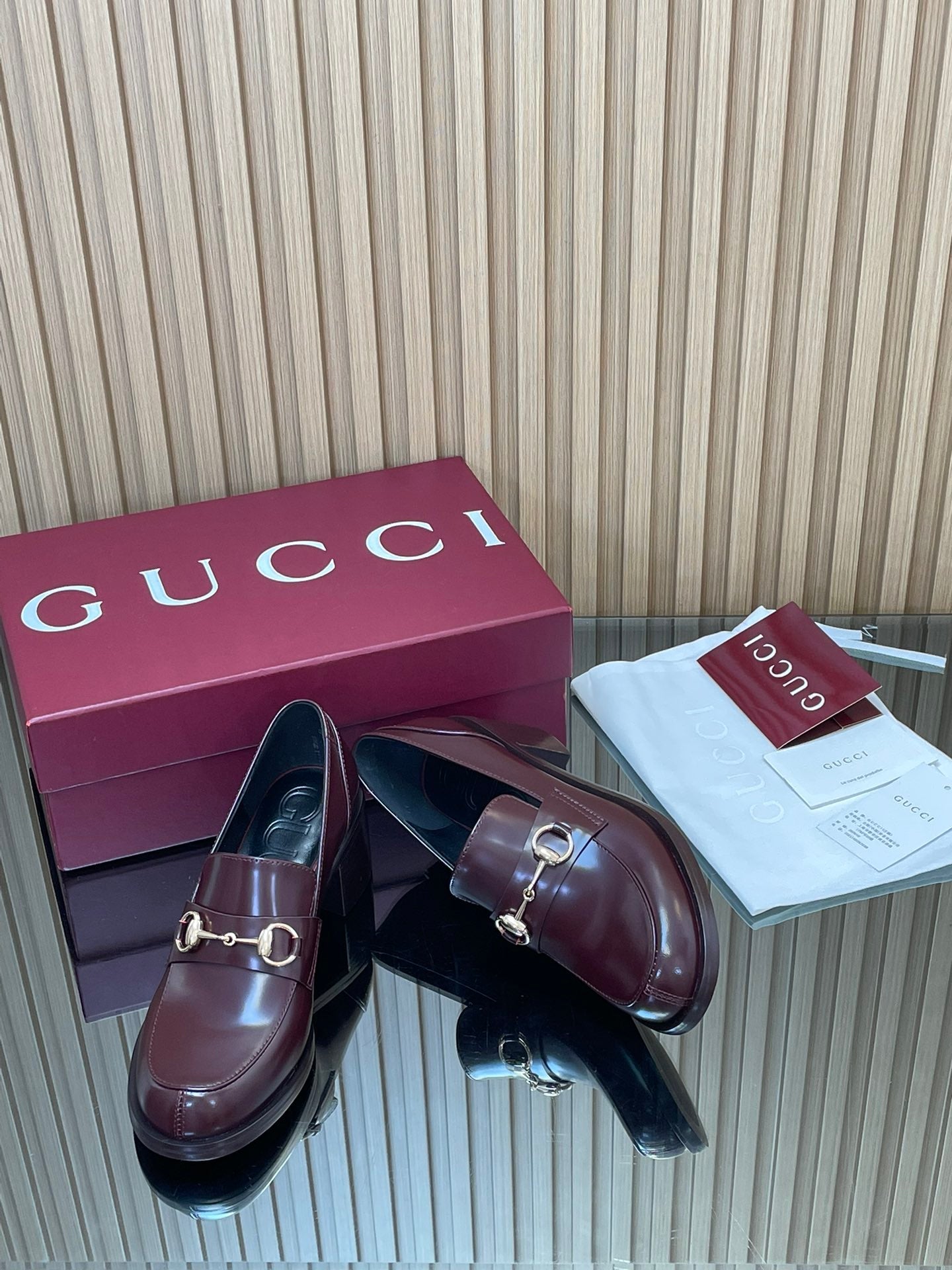 Gucci 2025 Horsebit Heeled Loafer Rosso Ancora Red Cowhide