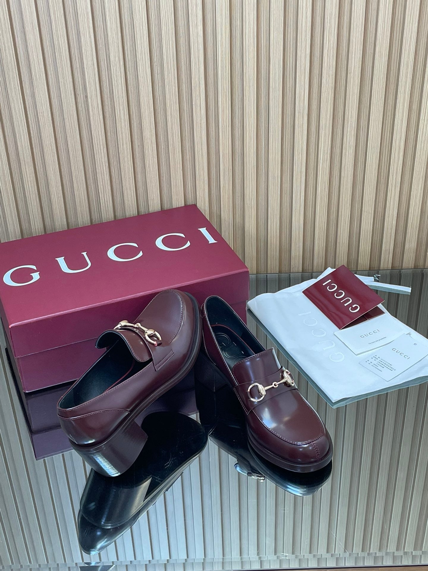 Gucci 2025 Horsebit Heeled Loafer Rosso Ancora Red Cowhide
