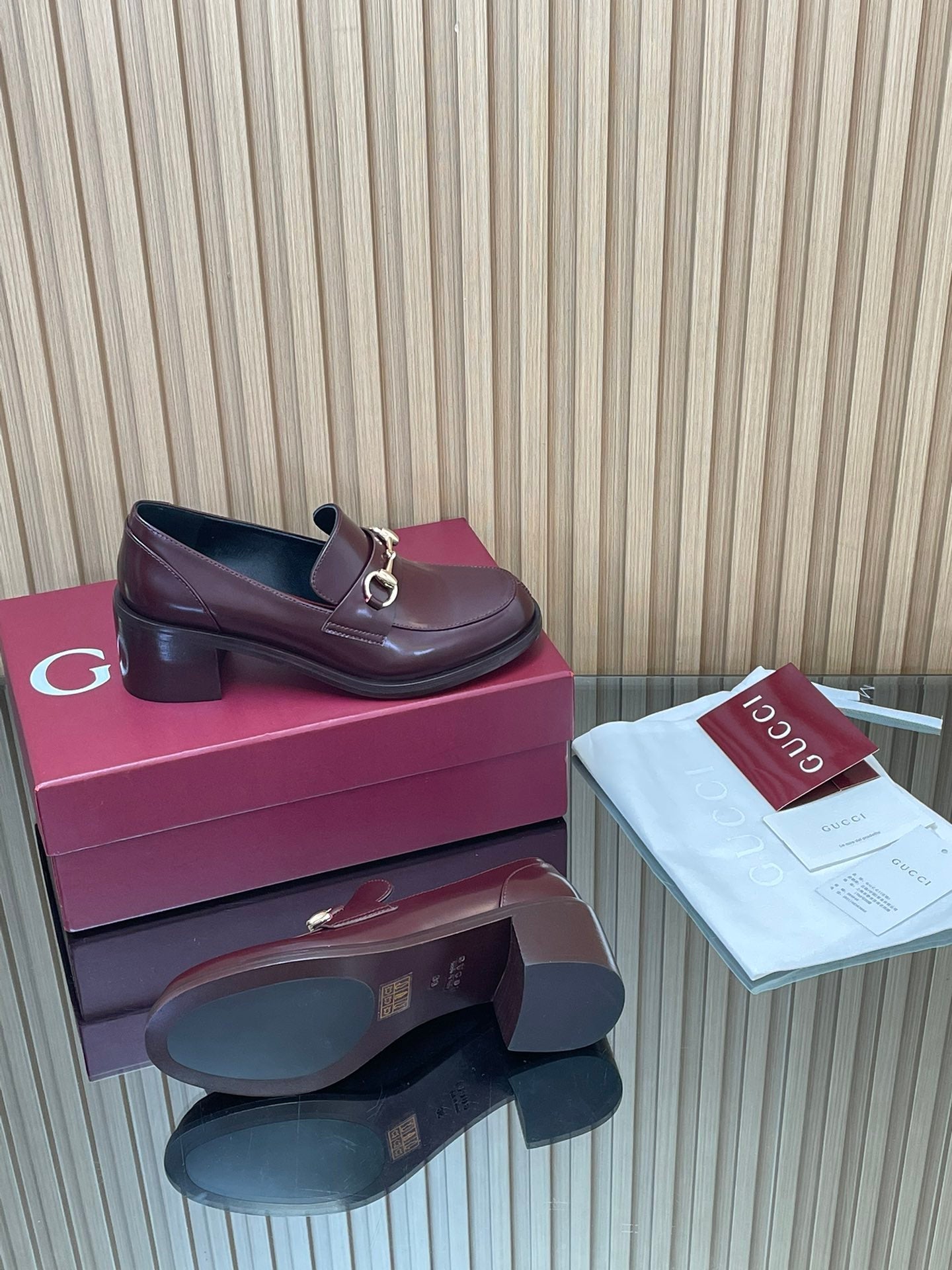 Gucci 2025 Horsebit Heeled Loafer Rosso Ancora Red Cowhide