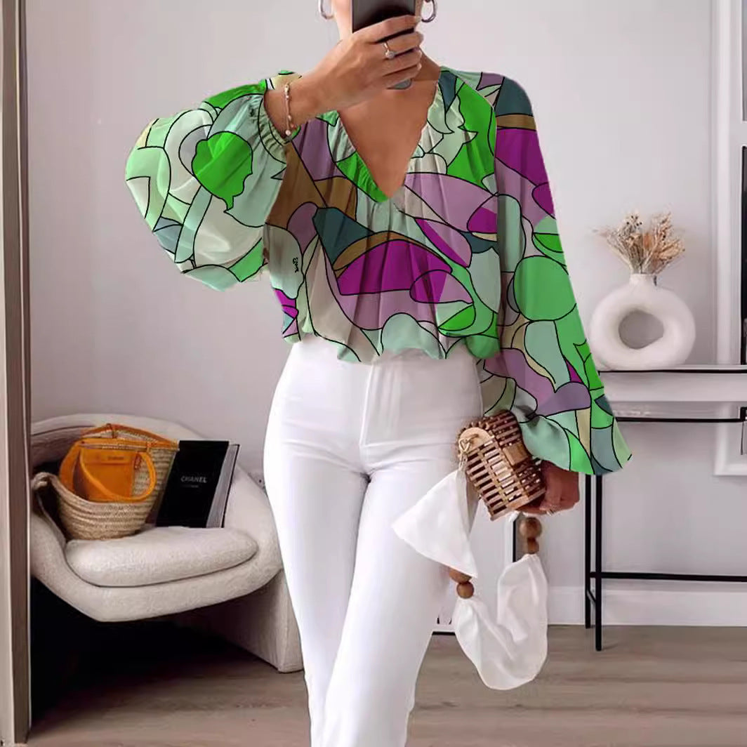 Chemise Femme Ample à Imprimé Tendance