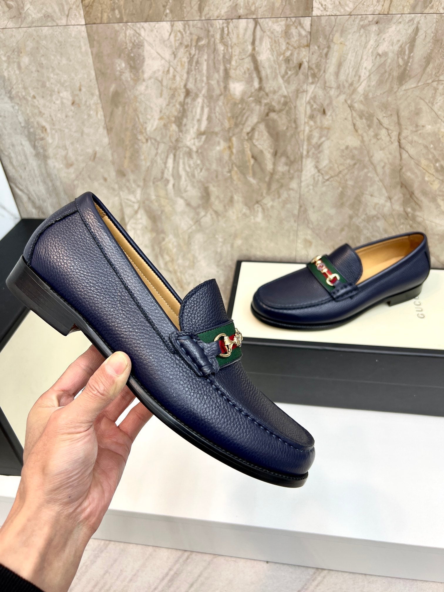 GG Men's Loafer Blue Water-Dyed Cowhide 522526