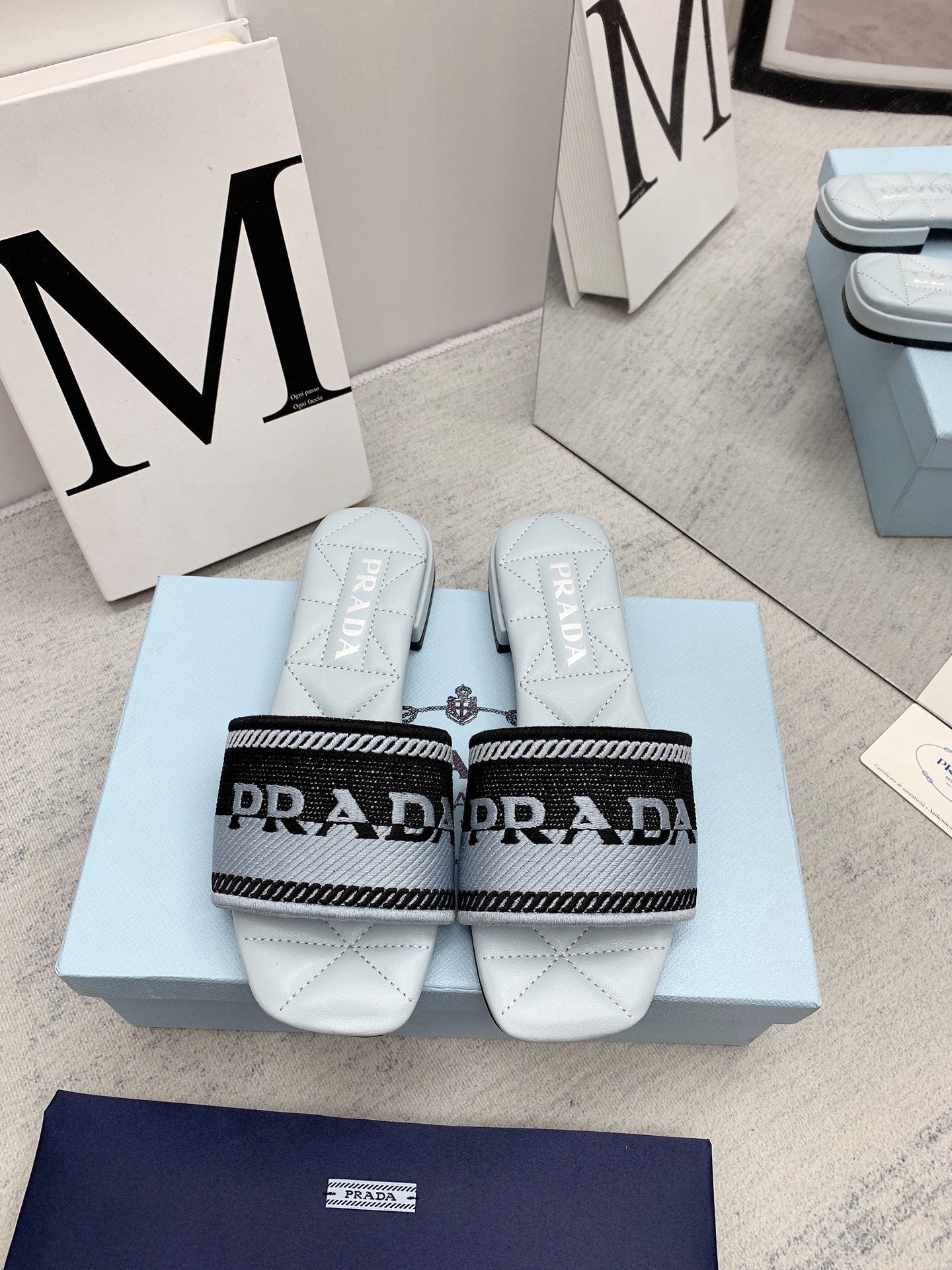 Prada 2026 Slippers Embroidery Sheepskin 731063