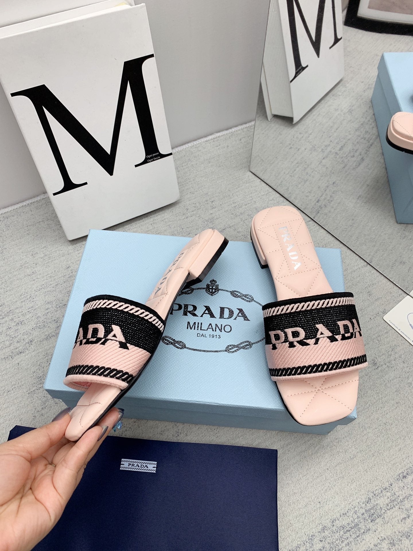 Prada 2026 Slippers Embroidery Sheepskin 731063