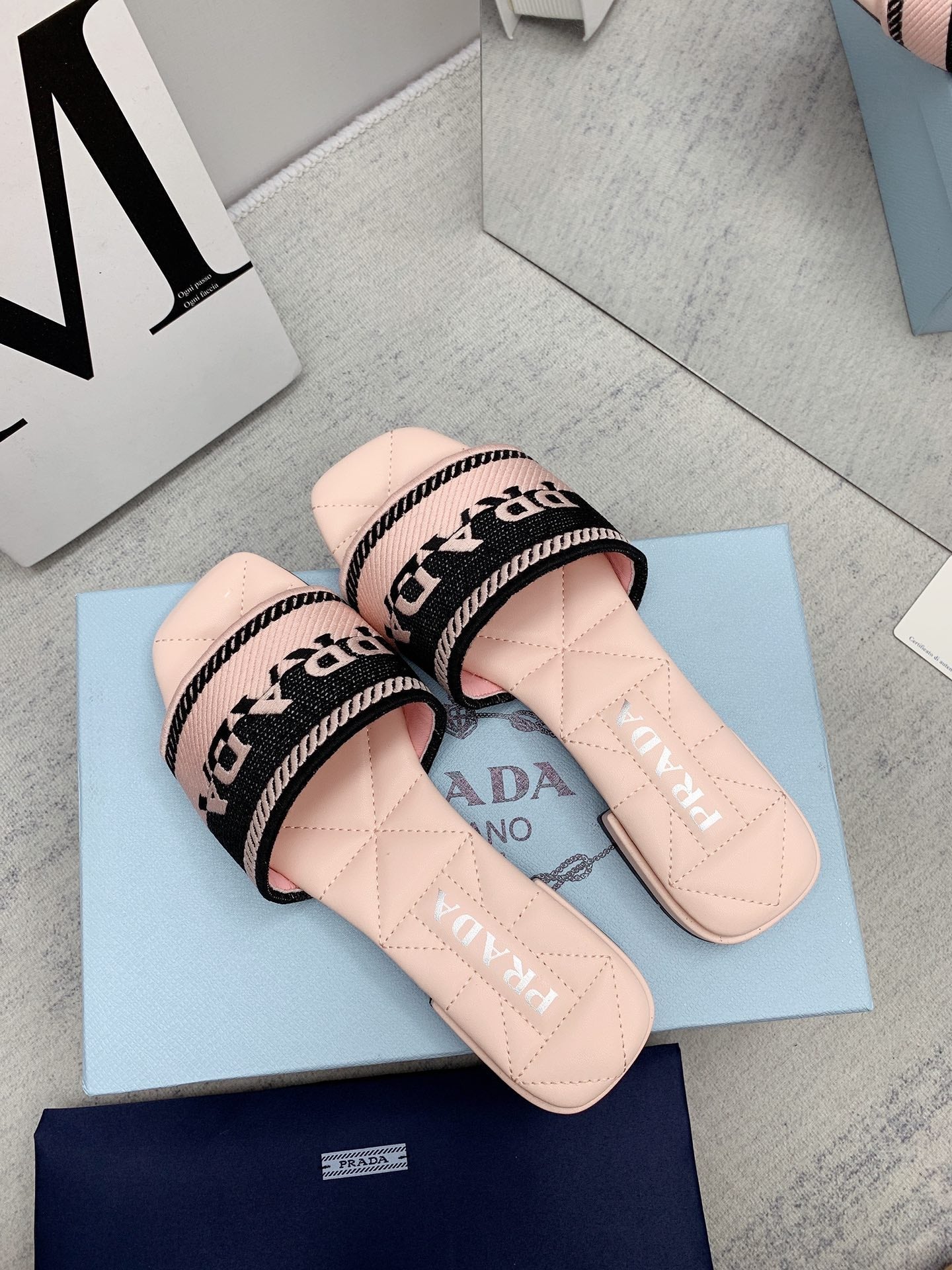 Prada 2026 Slippers Embroidery Sheepskin 731063