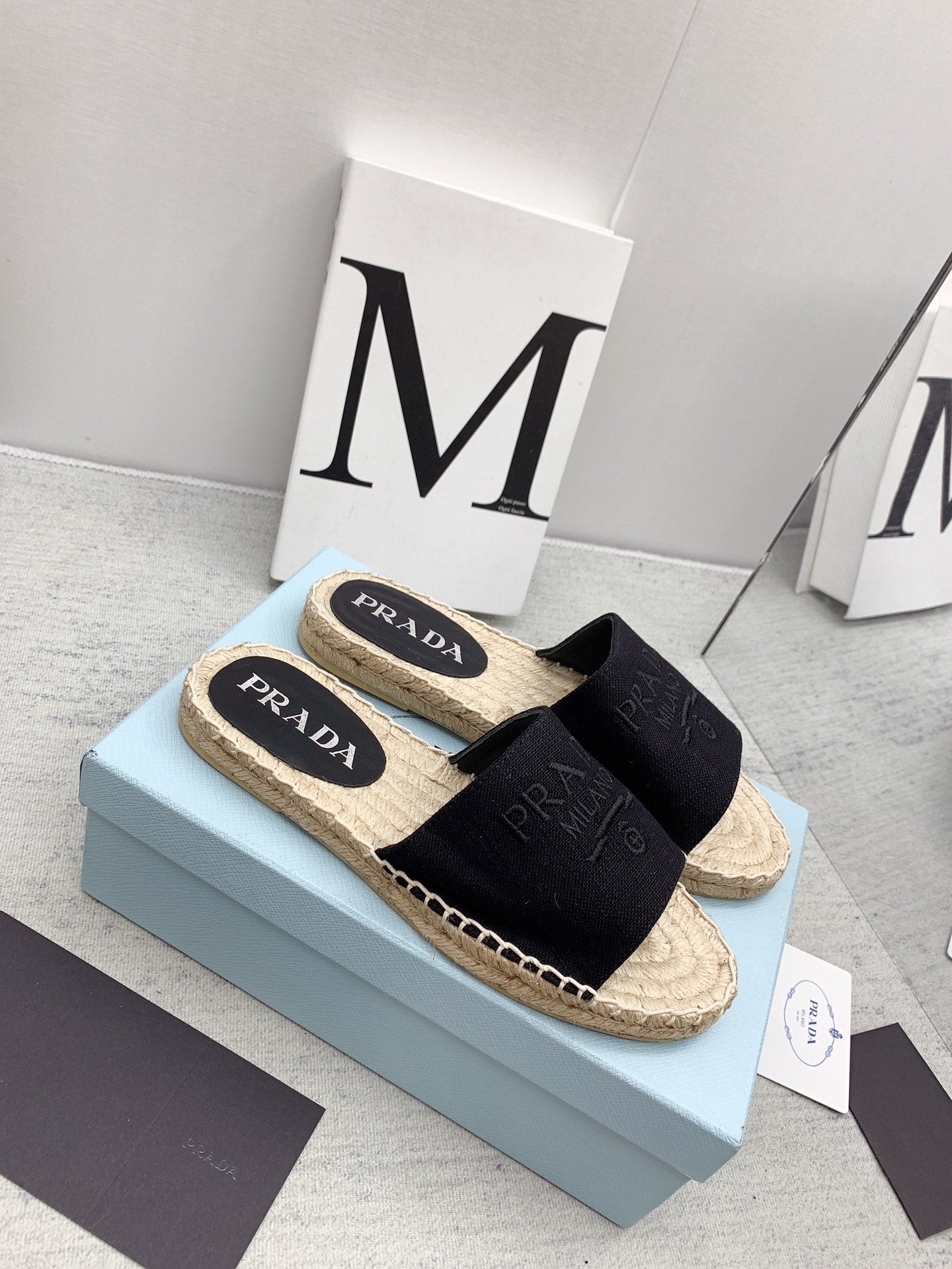 Prada 2026 Slippers Twill Fabric Rope Sole 731179