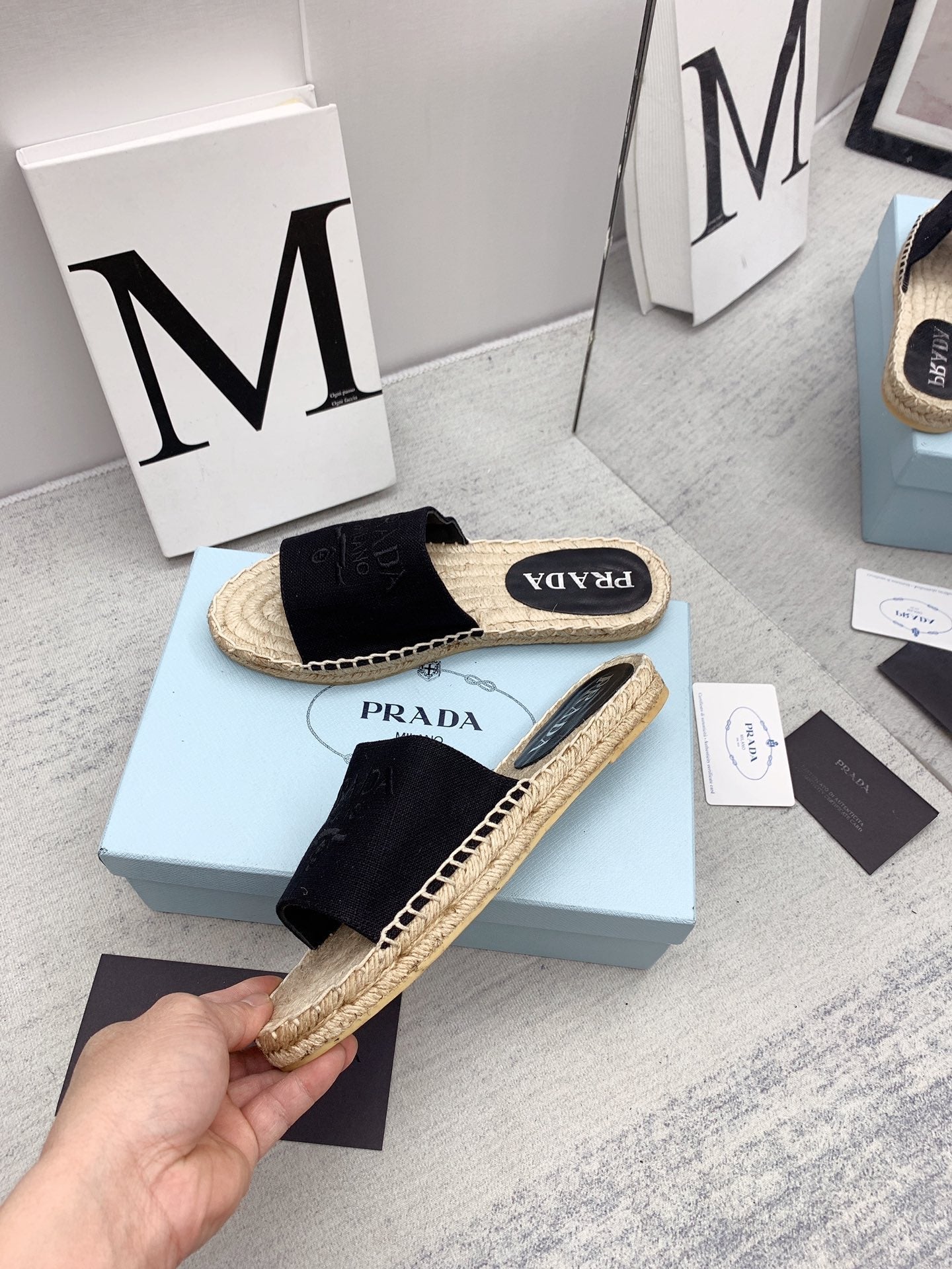 Prada 2026 Slippers Twill Fabric Rope Sole 731179