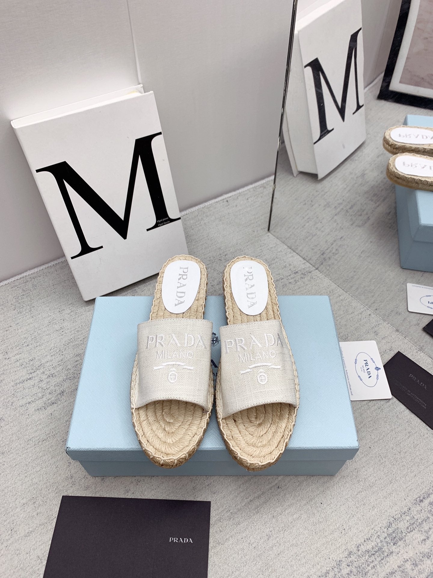 Prada 2026 Slippers Canvas Rope Sole 731171