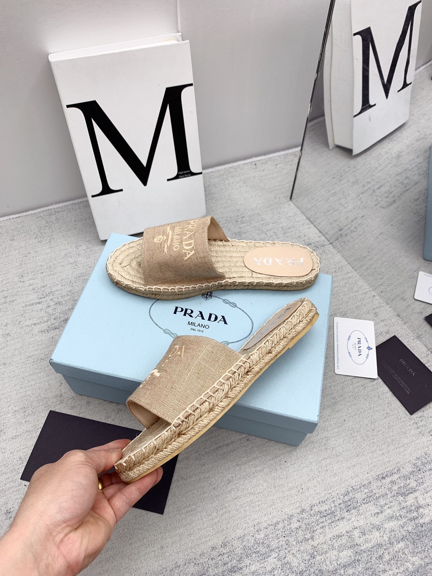 Prada 2026 Slippers Canvas Rope Sole 731171