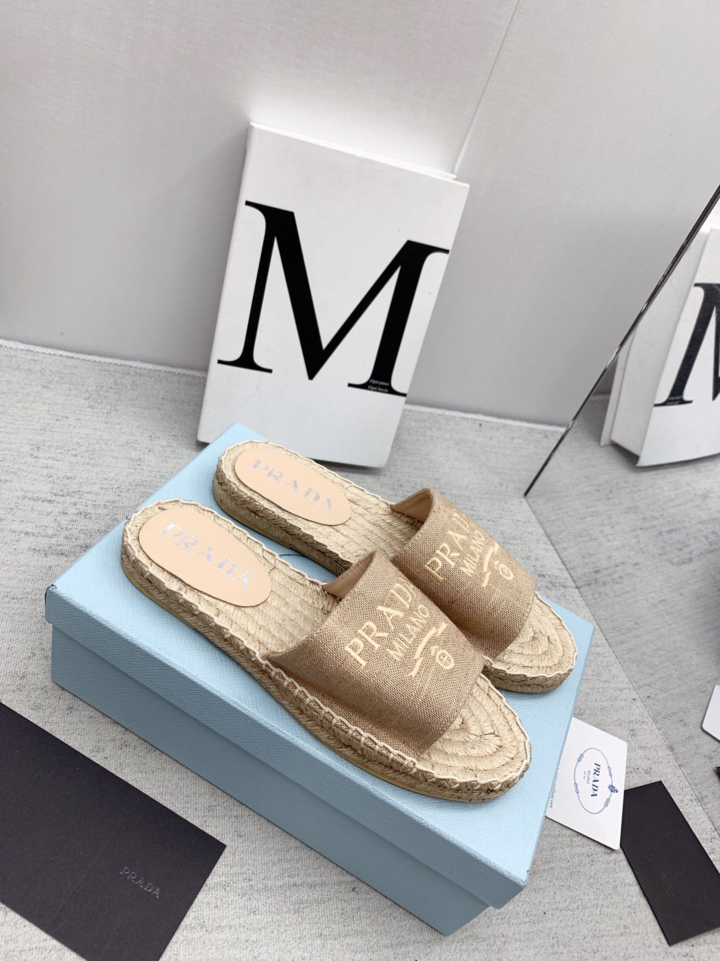 Prada 2026 Slippers Canvas Rope Sole 731171