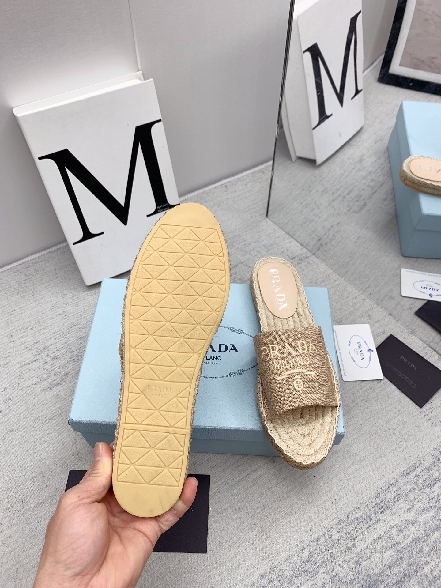 Prada 2026 Slippers Canvas Rope Sole 731171