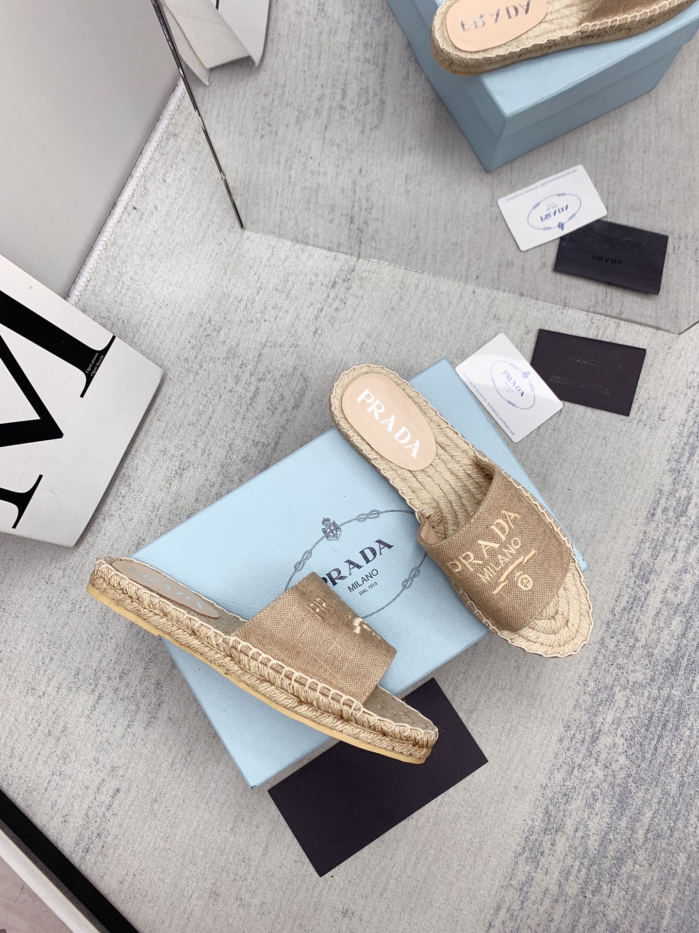 Prada 2026 Slippers Canvas Rope Sole 731171