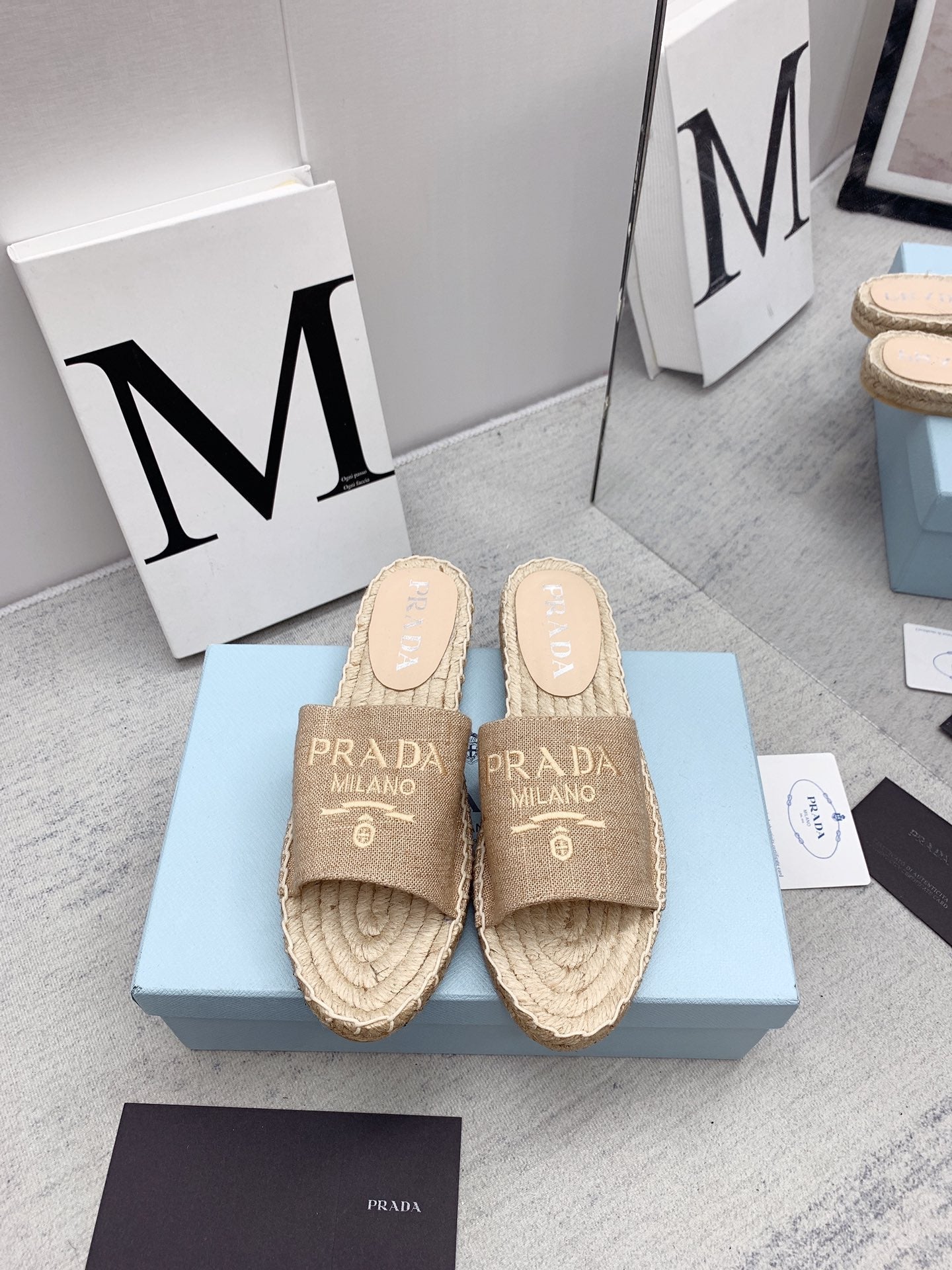 Prada 2026 Slippers Canvas Rope Sole 731171