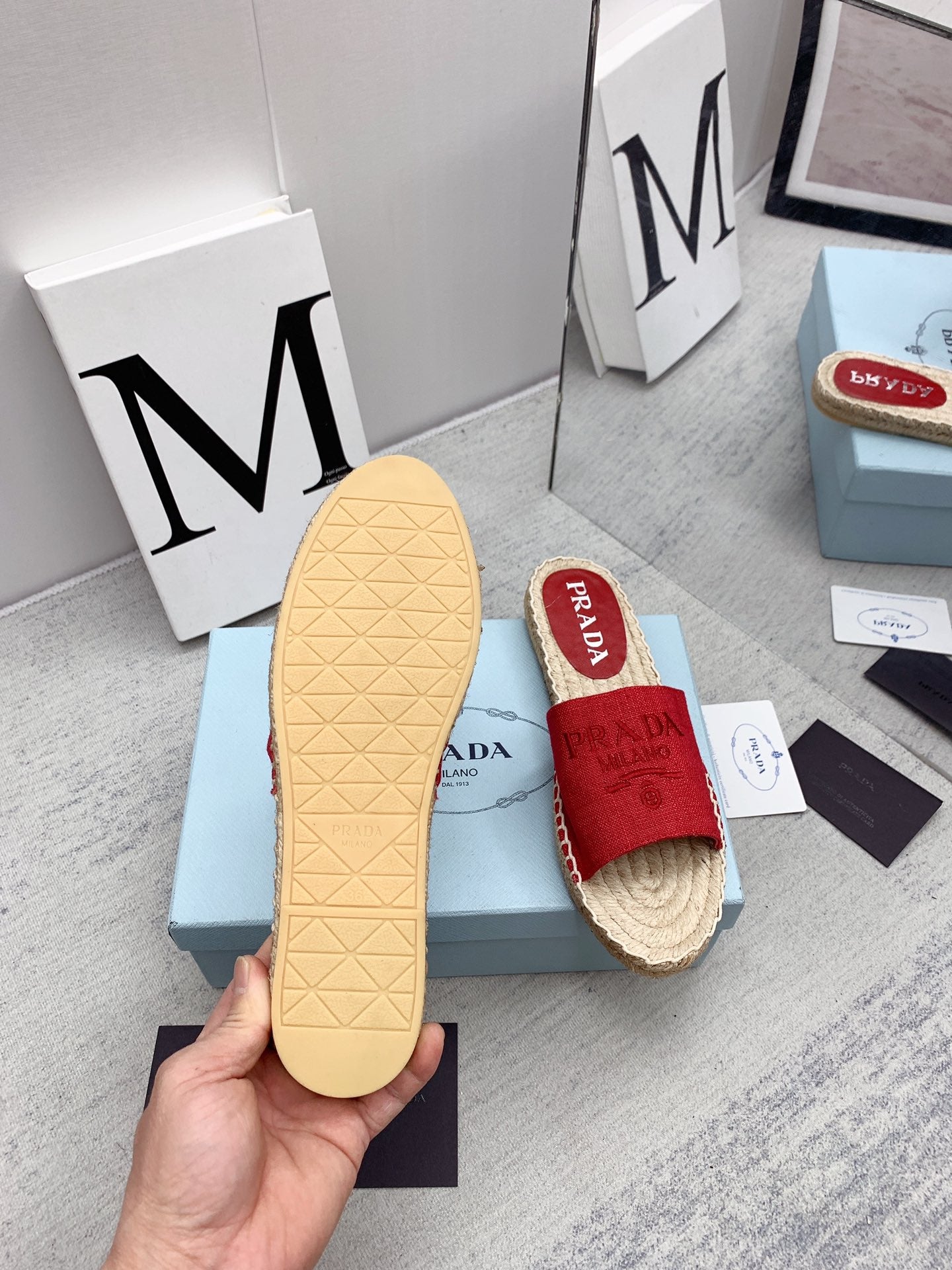 Prada 2026 Slippers Twill Fabric Rope Sole 731179