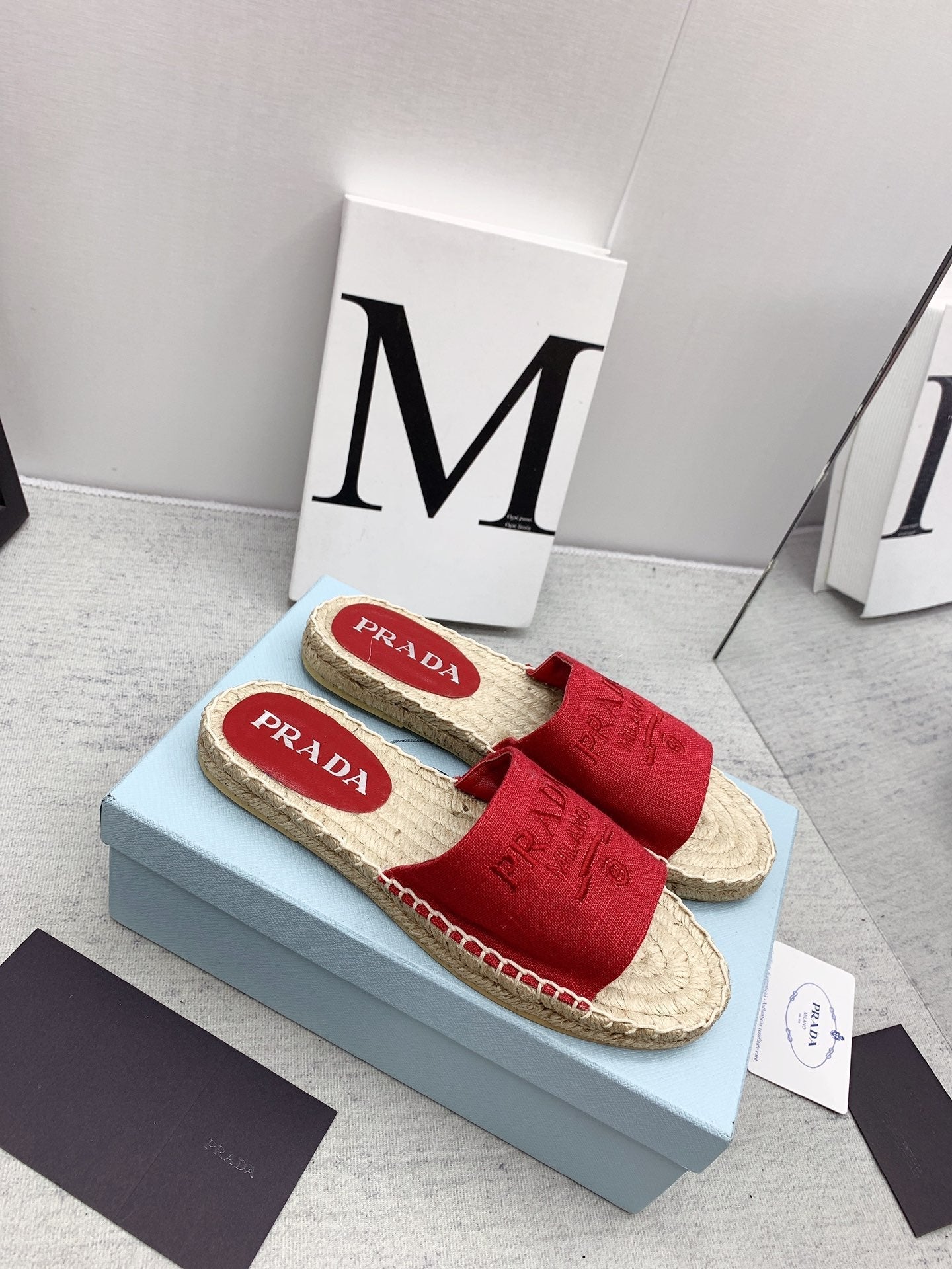 Prada 2026 Slippers Twill Fabric Rope Sole 731179