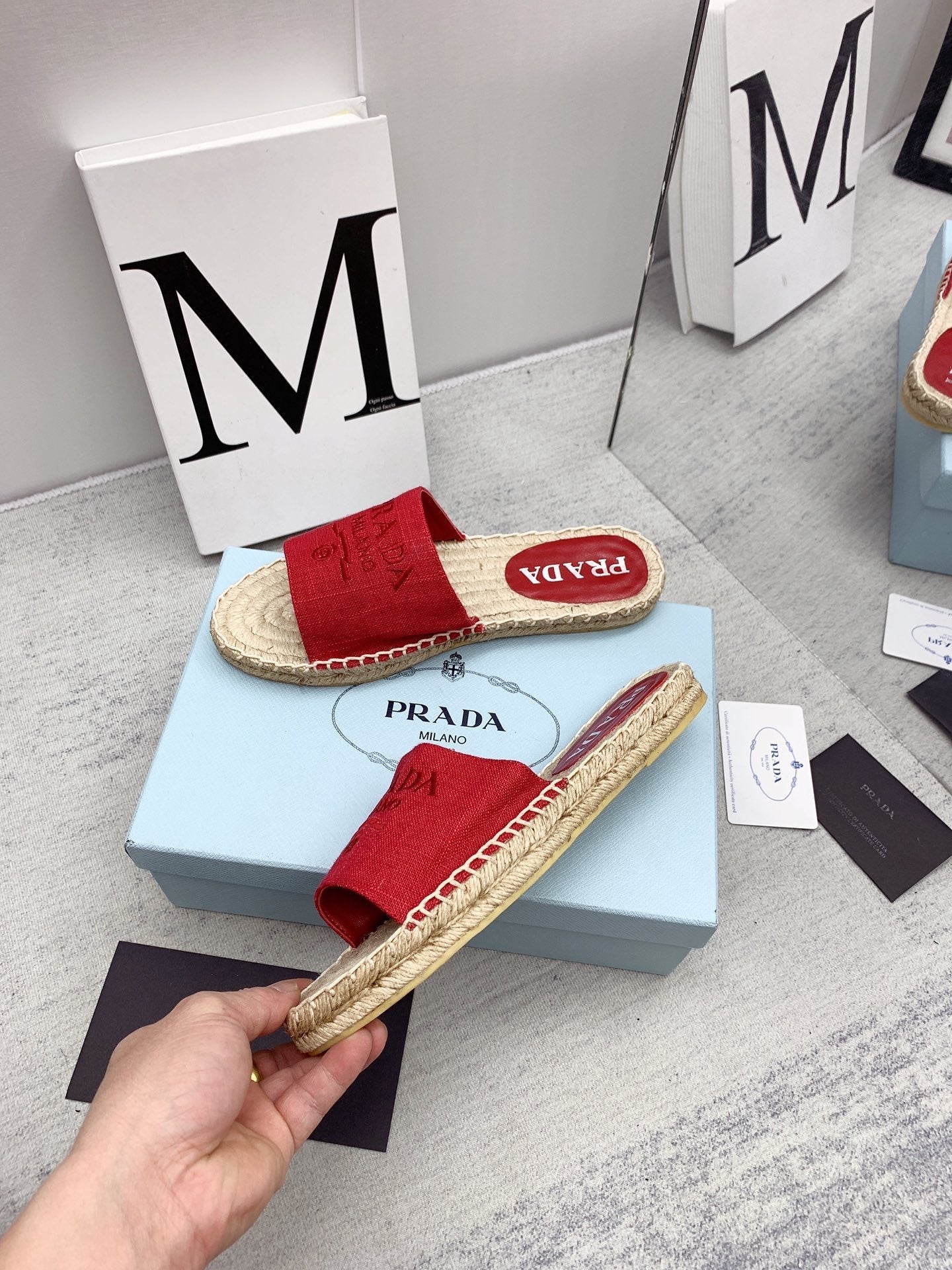 Prada 2026 Slippers Twill Fabric Rope Sole 731179