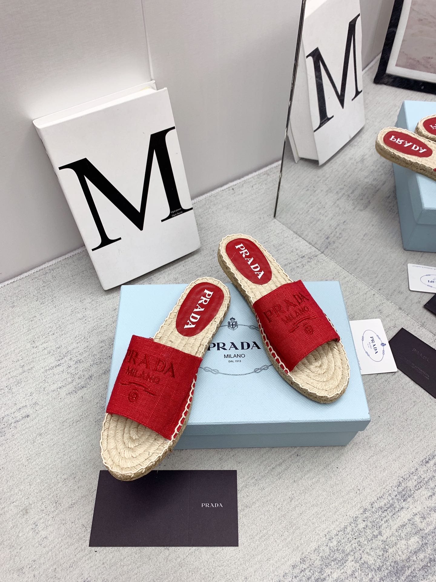 Prada 2026 Slippers Twill Fabric Rope Sole 731179