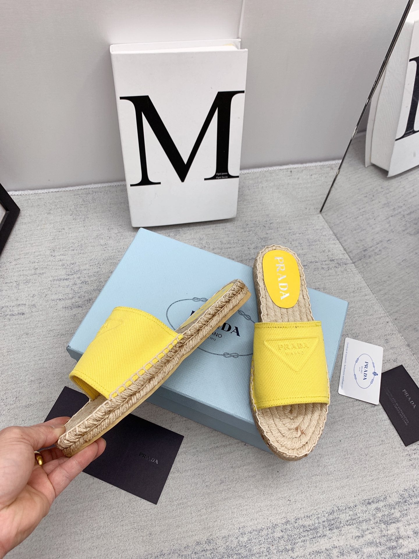 Prada 2026 Slippers Twill Fabric Rope Sole 731179