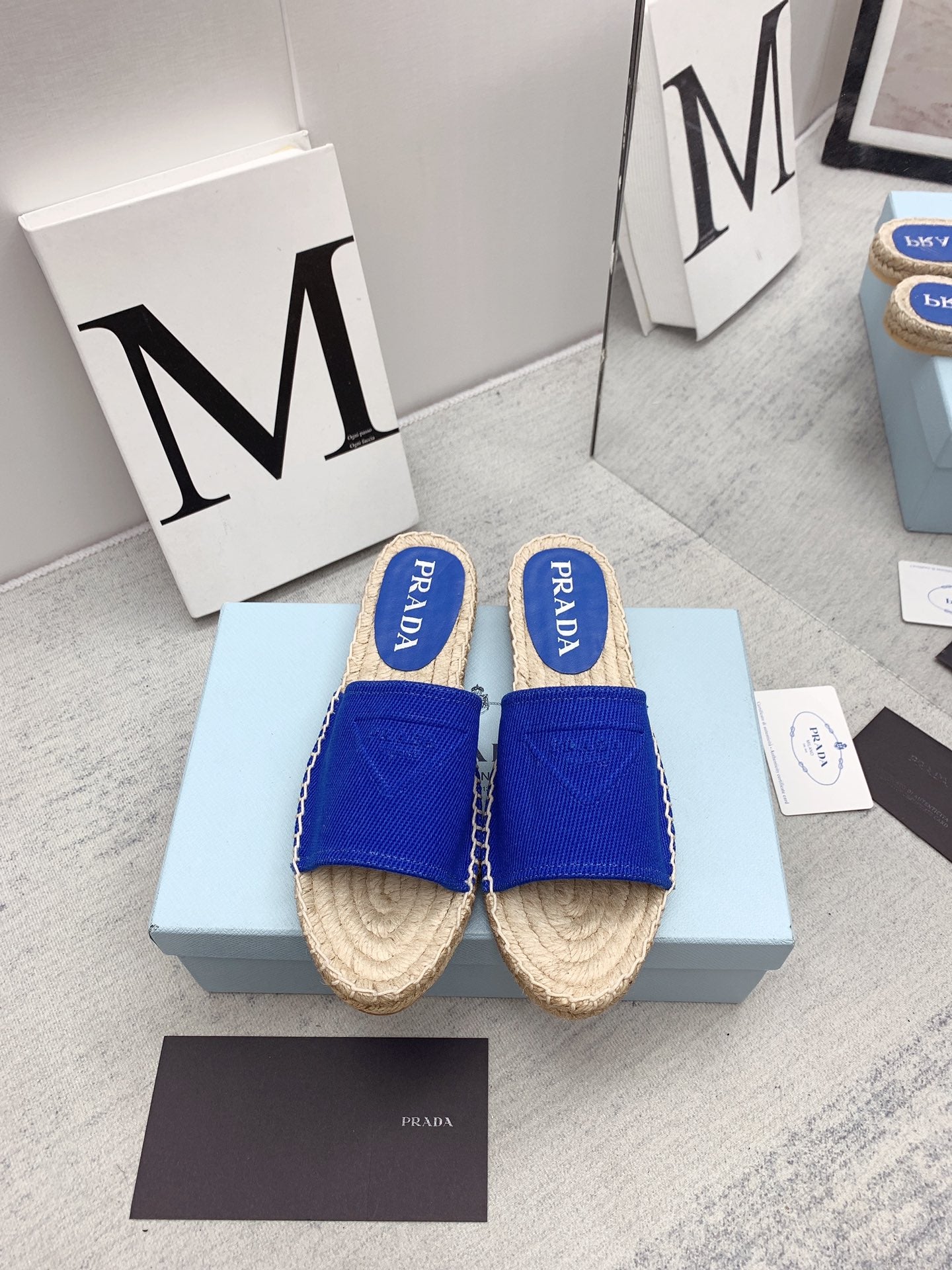 Prada 2026 Slippers Twill Fabric Rope Sole 731179