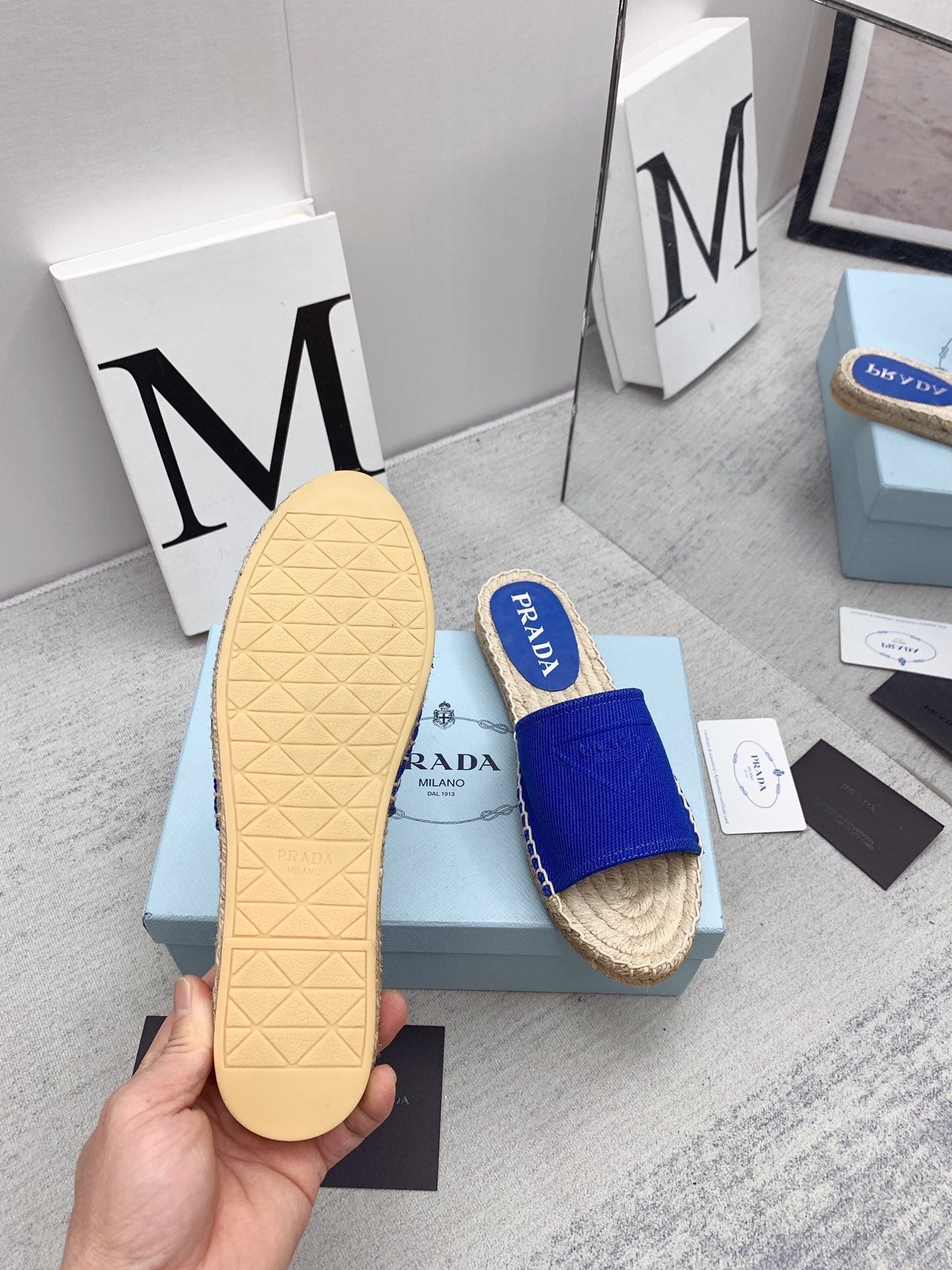 Prada 2026 Slippers Twill Fabric Rope Sole 731179