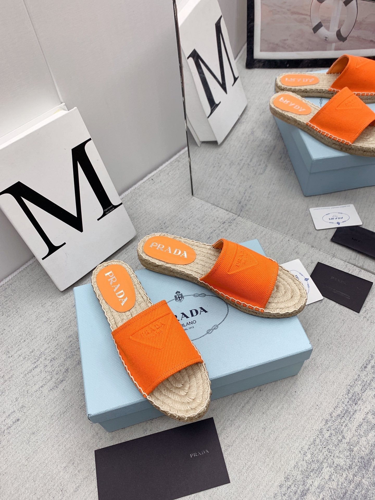 Prada 2026 Slippers Twill Fabric Rope Sole 731179
