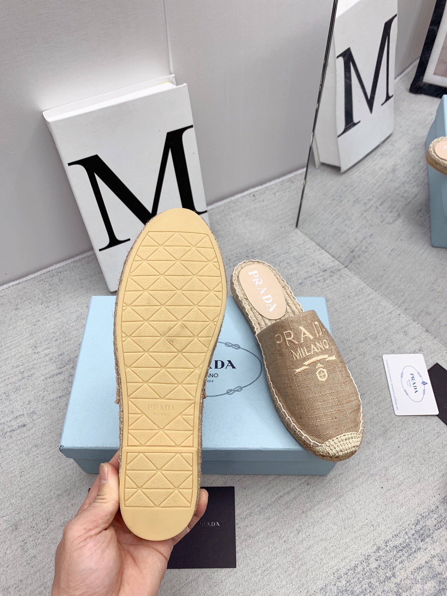 Prada 2026 Mules Canvas Rope Sole 731188