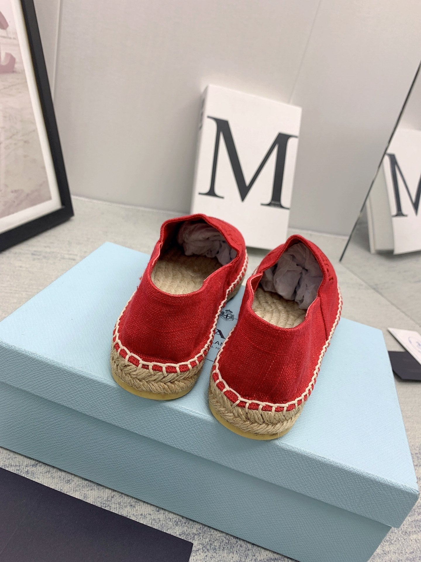 Prada 2026 Loafers Twill Fabric Rope Sole 731193