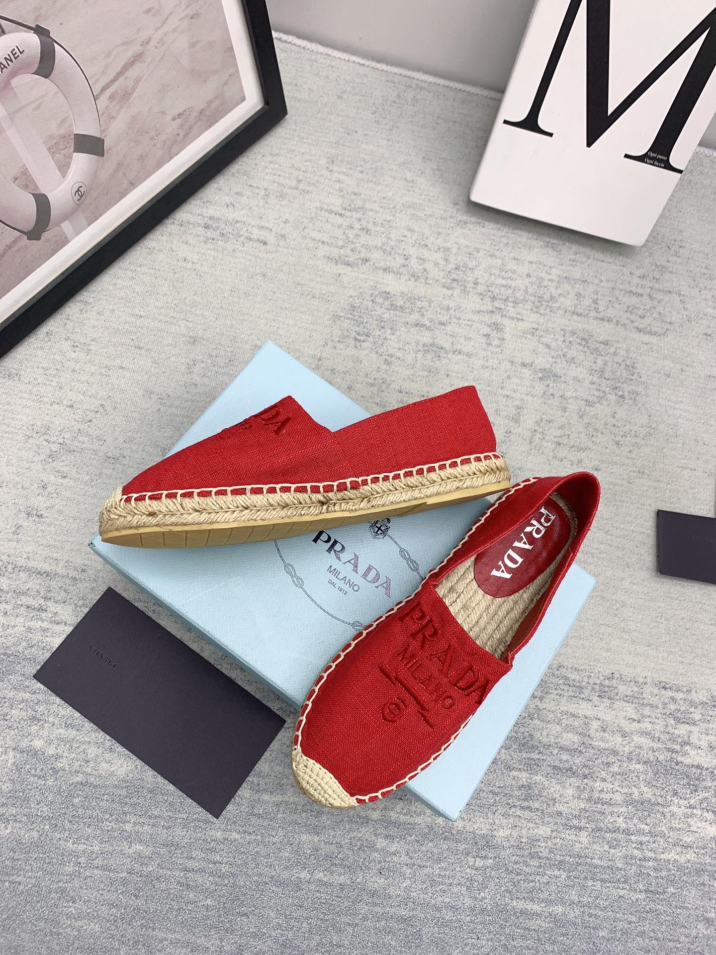 Prada 2026 Loafers Twill Fabric Rope Sole 731193