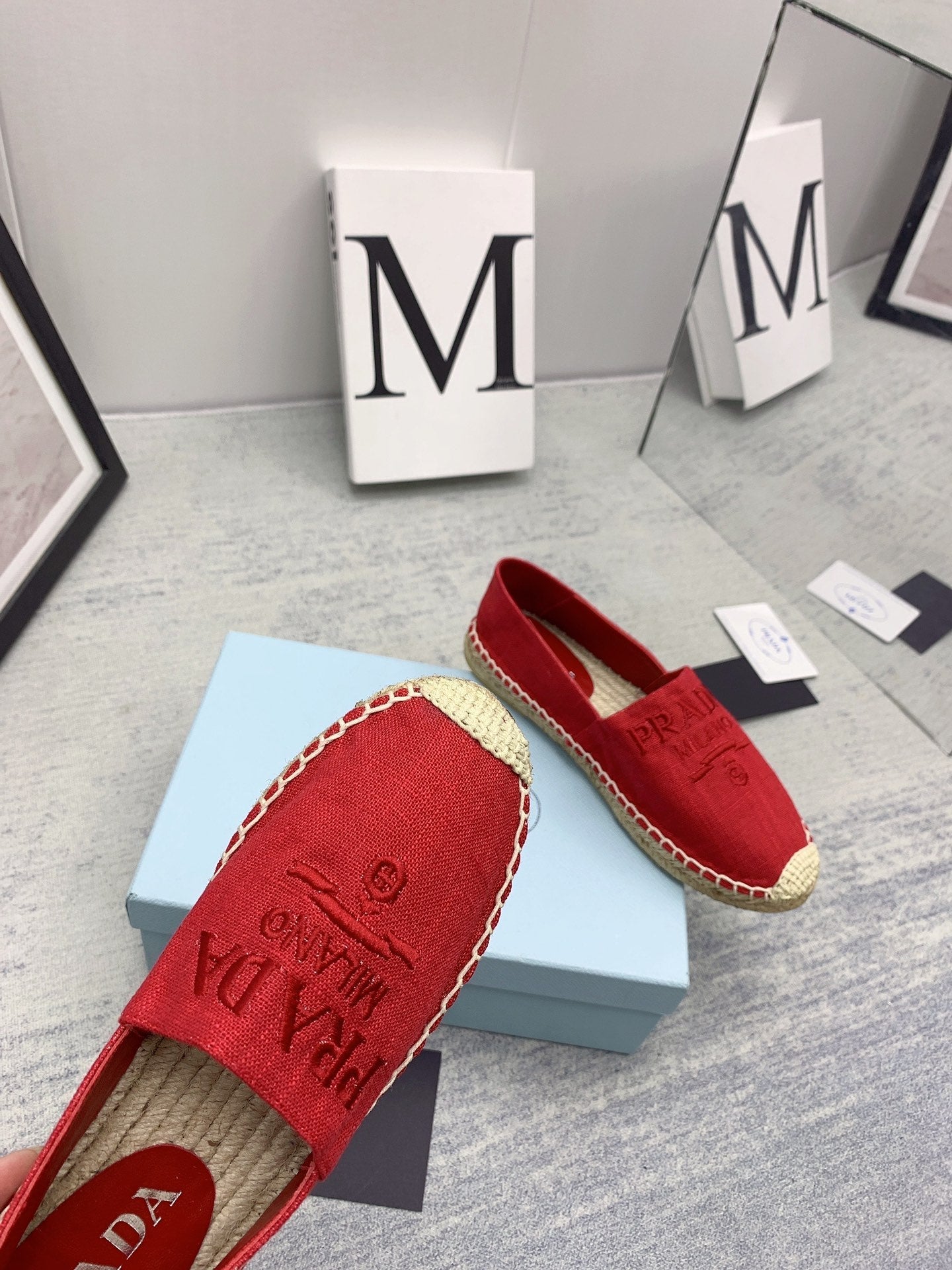Prada 2026 Loafers Twill Fabric Rope Sole 731193