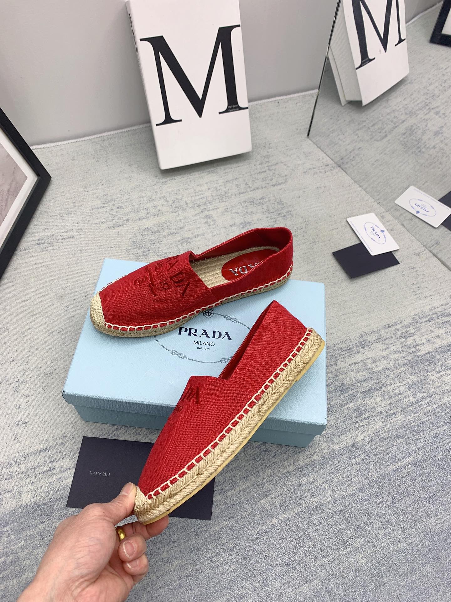 Prada 2026 Loafers Twill Fabric Rope Sole 731193