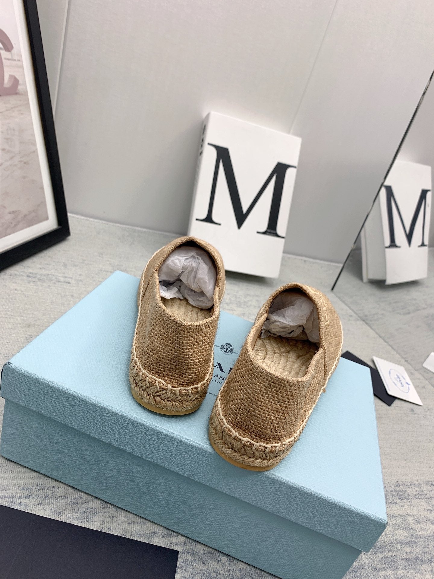 Prada 2026 Loafers Beige Raffia Rope Sole 731190