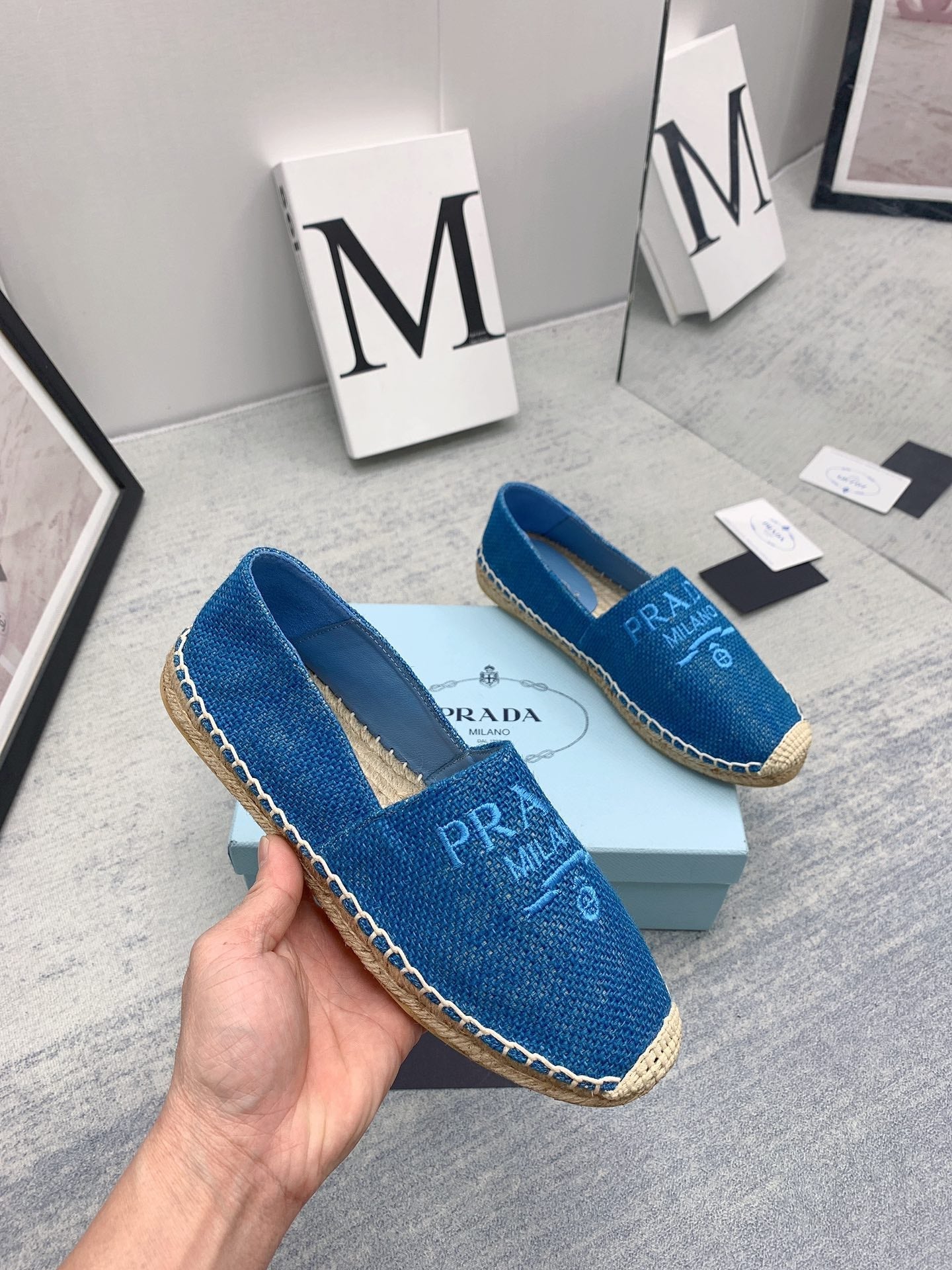 Prada 2026 Loafers Twill Fabric Rope Sole 731193