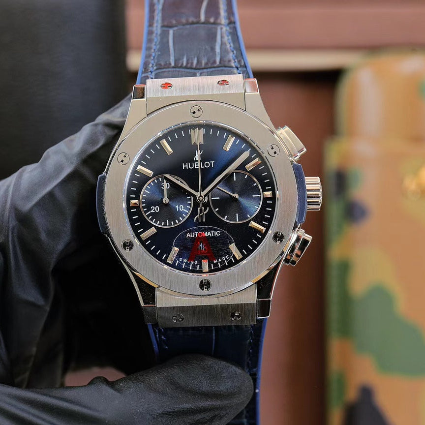 Hublot Classic Fusion Chronograph Titanium 45mm Watch With Blue Leather Strap