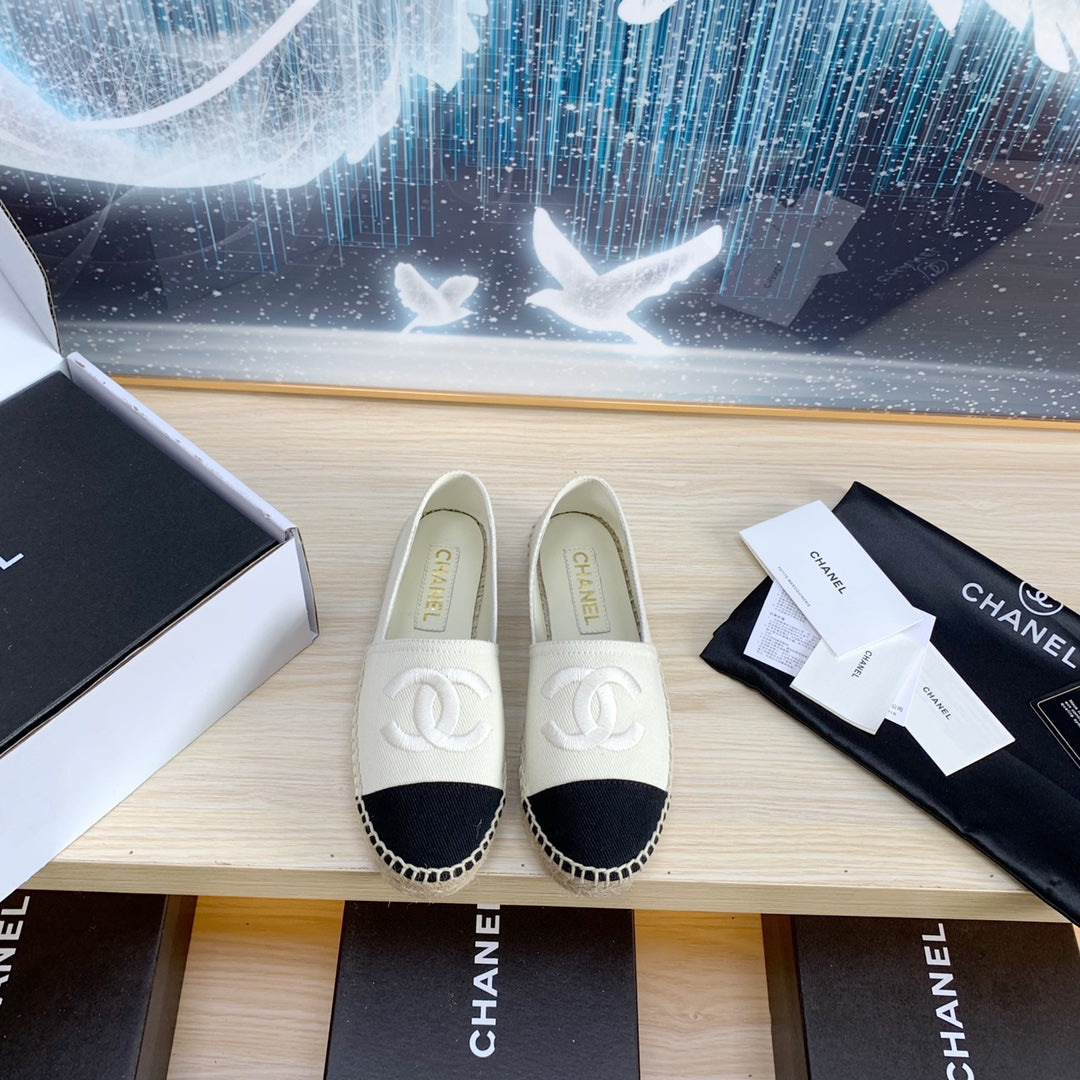 Chanel 2026 Espadrilles Cream mix Black Canvas 824941