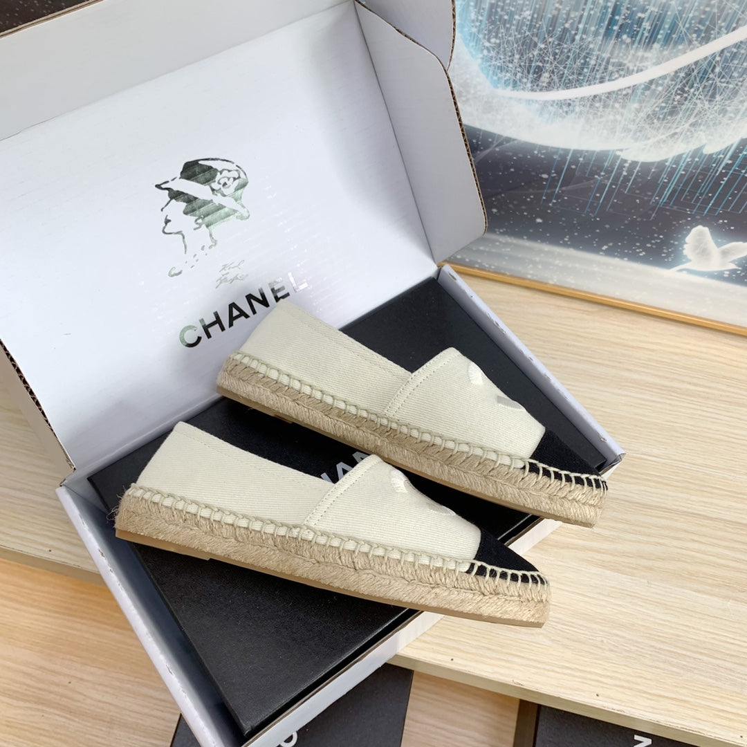 Chanel 2026 Espadrilles Cream mix Black Canvas 824941
