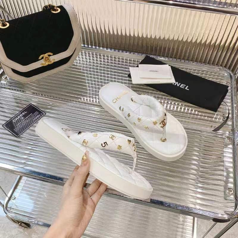 Chanel 2026 Thong Sandals Lambskin Leather Gold-Tone Charm Details 791138