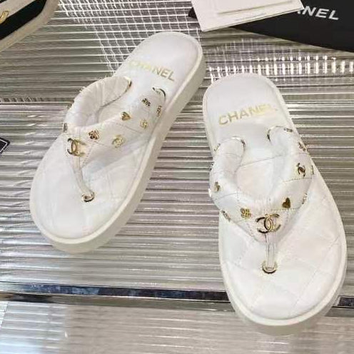Chanel 2026 Thong Sandals Lambskin Leather Gold-Tone Charm Details 791138