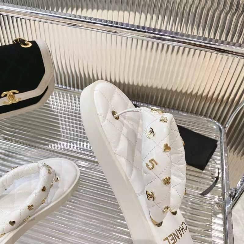 Chanel 2026 Thong Sandals Lambskin Leather Gold-Tone Charm Details 791138