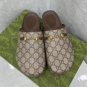 GC 25 Gold Horsebit Mule Beige Ebony Monogram Canvas