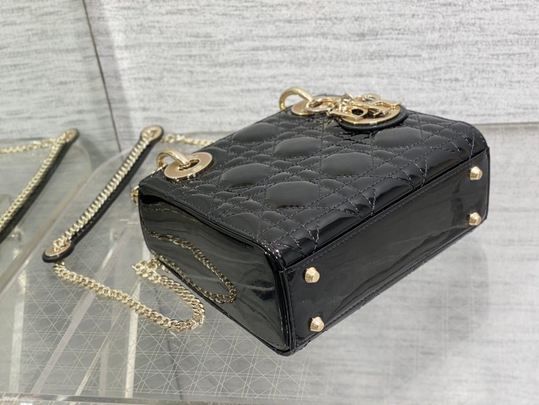 mini lady 17 patent calfskin