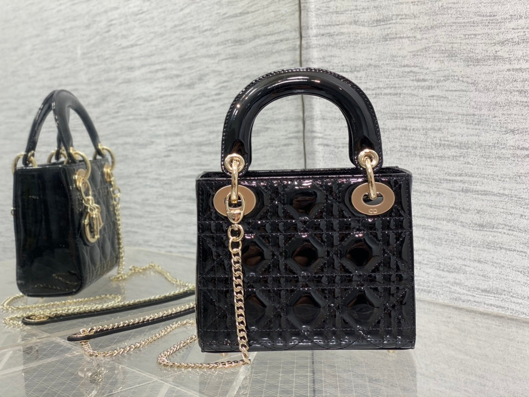 mini lady 17 patent calfskin