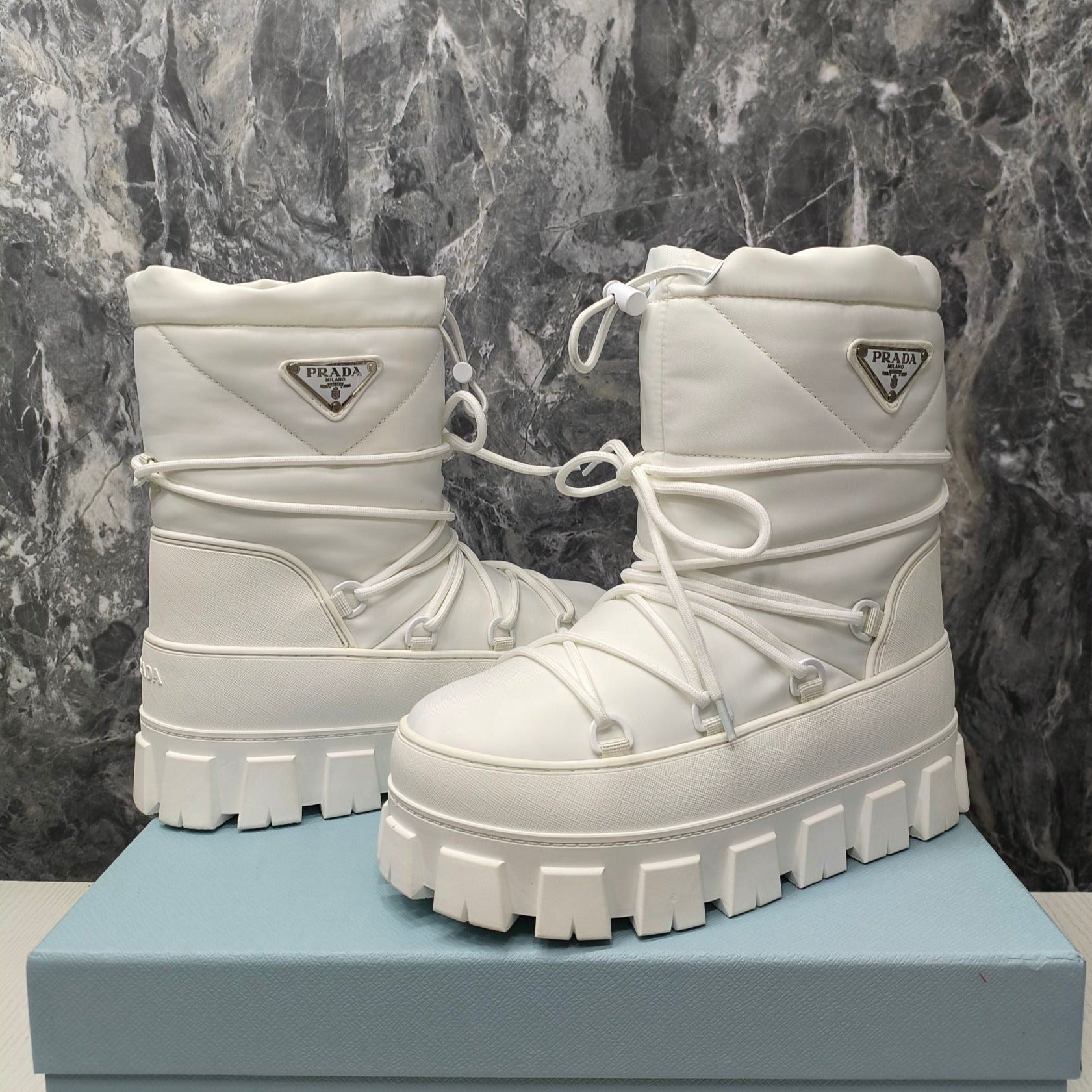 PRA RE-NYLON GABARDINE APRÃˆS SKI BOOTIES WHITE