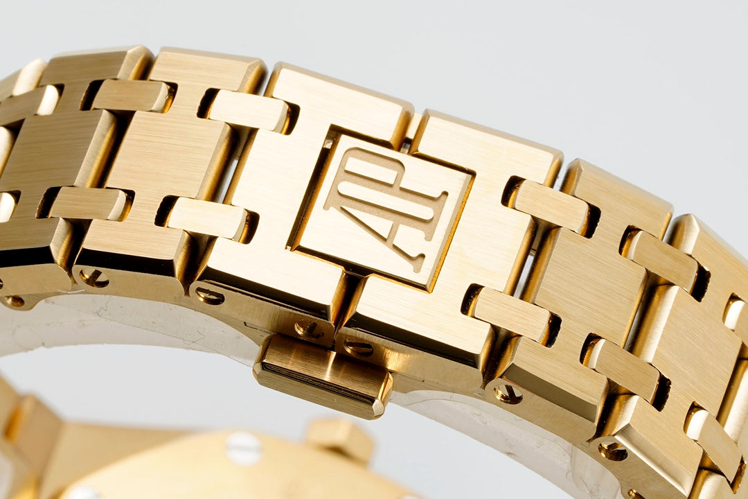 Audemars Piguet Royal Oak Lady 33mm Gold Case Blue Dial Diamond Bezel