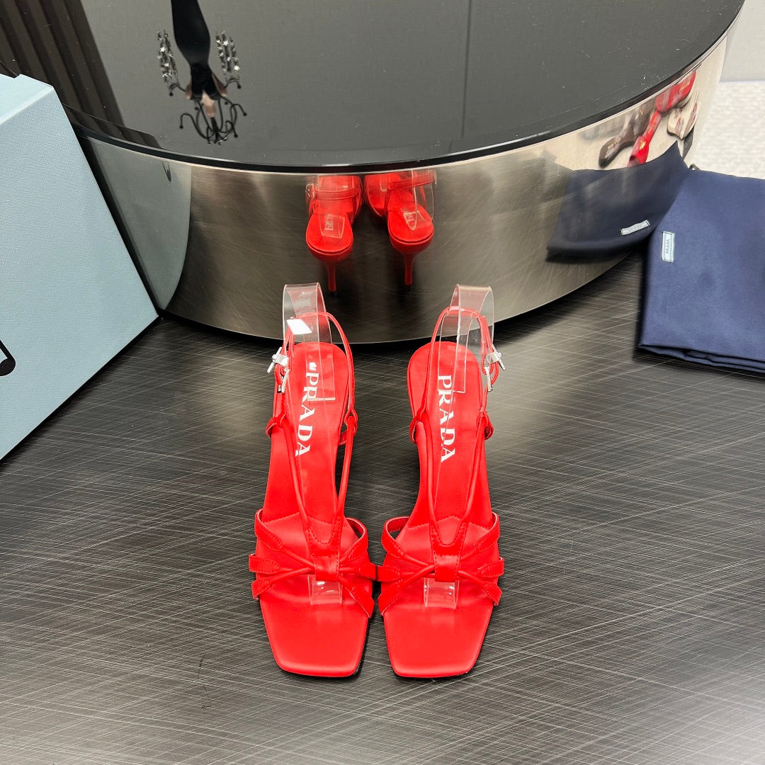 Prada Heeled Sandal 60mm Red Sheepskin 699234