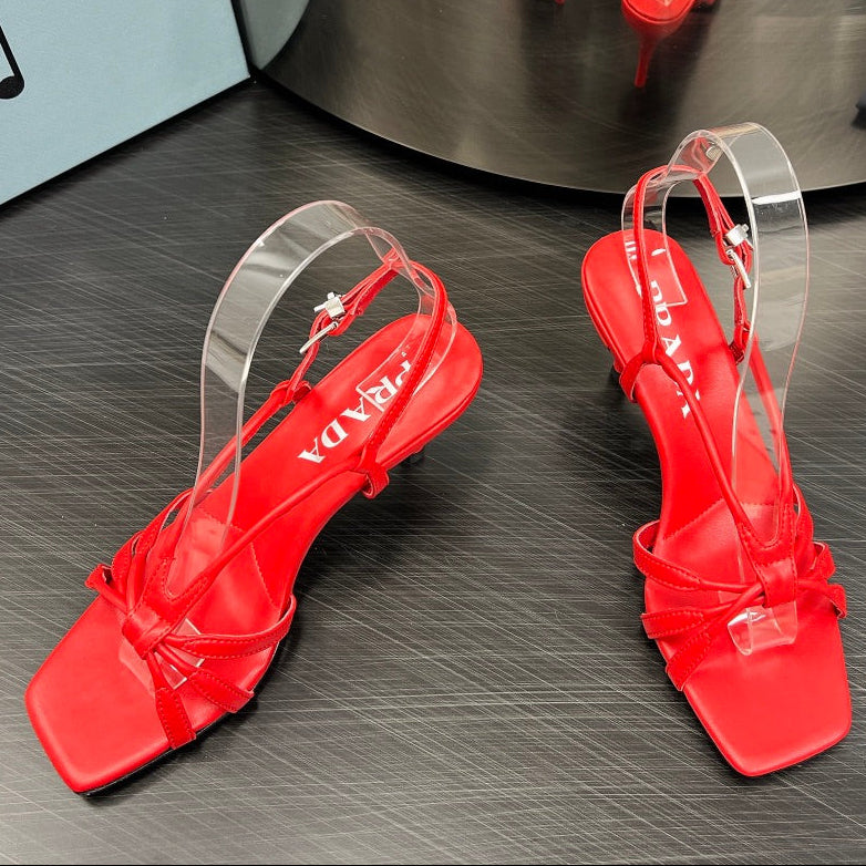 Prada Heeled Sandal 60mm Red Sheepskin 699234